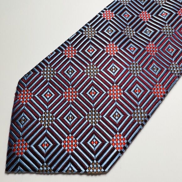 Ermenegildo Zegna Premium Blue&Red Thick Woven Repp Silk Tie 59x3.75” NICE NWOT - Picture 1 of 11